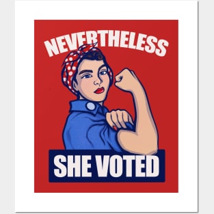 Nevertheless she Voted Posters and Art